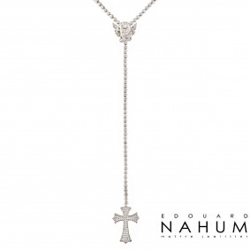 Edouard Nahum Diamond Angel & Cross Necklace 14.66ct